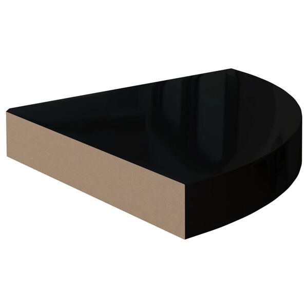 vidaXL Kelluvat kulmahyllyt 2 kpl korkeakiilto musta 25x25x3,8 cm MDF