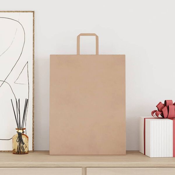 vidaXL Paperikassit 50 kpl kahvoilla ruskea 32x12x42 cm