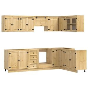 vidaXL Kaappi hyllyll&auml; SKI 10 pcs Hunaja Ruskea Massiivinen m&auml;nty