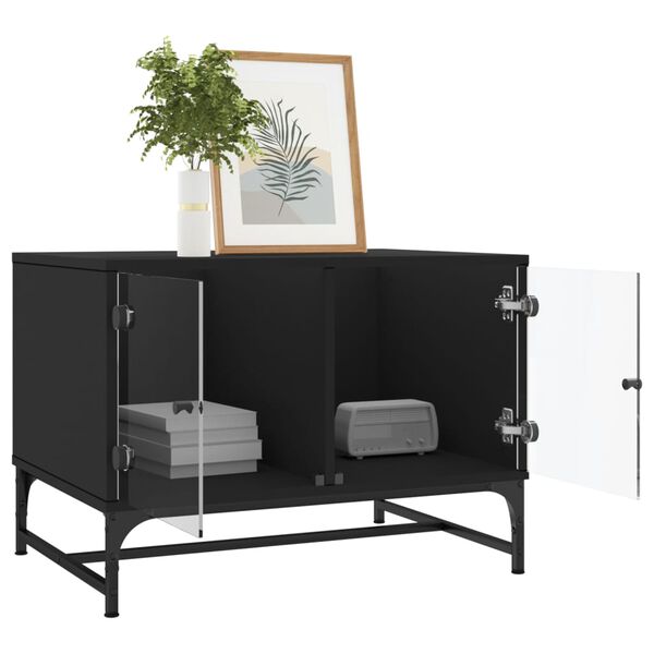 vidaXL Sohvap&ouml;yt&auml; lasiovilla musta 68,5x50x50 cm