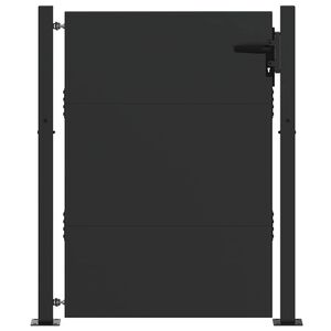 vidaXL Puutarhaportti lukkoon Musta 105 x 130 cm Jauhemaalattu Ter&auml;s
