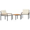 vidaXL Ulkokalusteet Setti 3 pcs Kermanvalkoinen polyrottinki