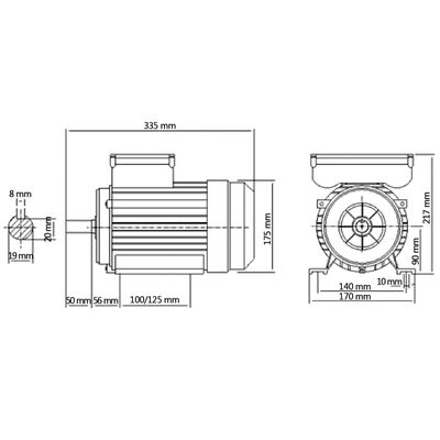 vidaXL 1-vaiheinen sähkömoottori 1,5kW/2HP 2-napainen 2800 RPM