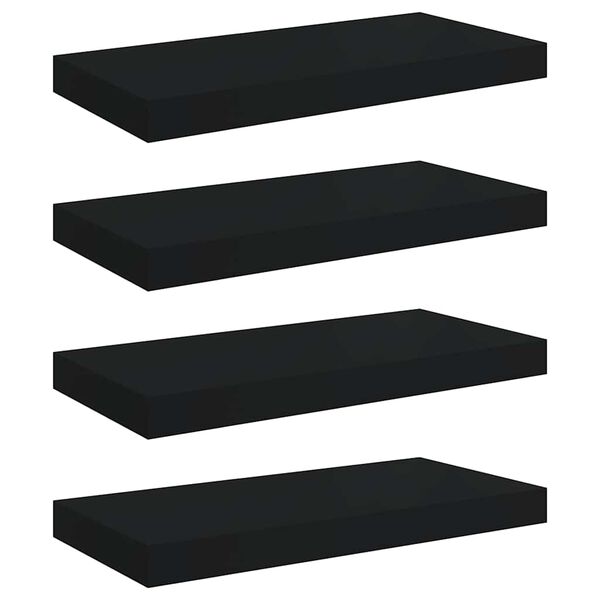 vidaXL Kelluvat sein&auml;hyllyt 4 kpl musta 50x23x3,8 cm MDF
