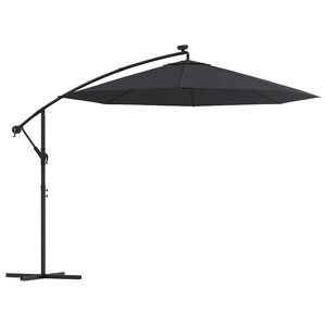 vidaXL Aurinkovarjo cantilever LED ja ter&auml;stolppa 300 cm musta