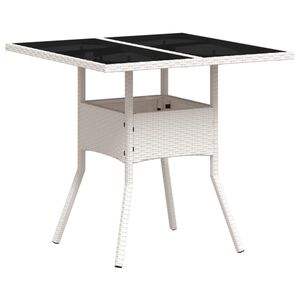 vidaXL Puutarhap&ouml;yt&auml; lasilevyll&auml; valkoinen 80x80x75 cm polyrottinki