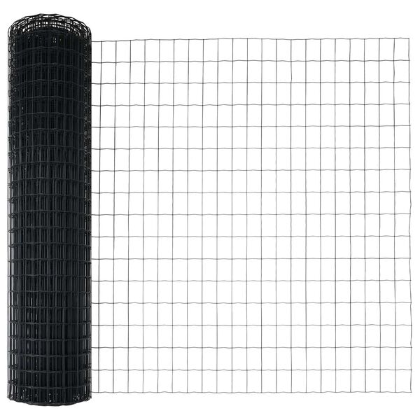 vidaXL Euroaita Harmaa 1.2 x 10 m PVC-pintainen rauta