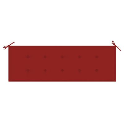 vidaXL Puutarhapenkki punainen tyyny 150 cm täysi tiikki