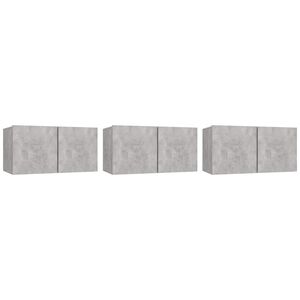 vidaXL Sein&auml;kiinnitett&auml;v&auml;t TV-tasot 3 kpl betoninharmaa 60x30x30 cm