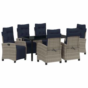 vidaXL Piharuokailu setti tyynyll&auml; 7 pcs Harmaa polyrottinki
