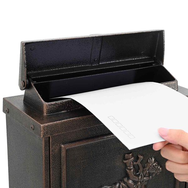 vidaXL Sein&auml;lle Asennettava Postilaatikko pronssi 29 x 13 x 41 cm