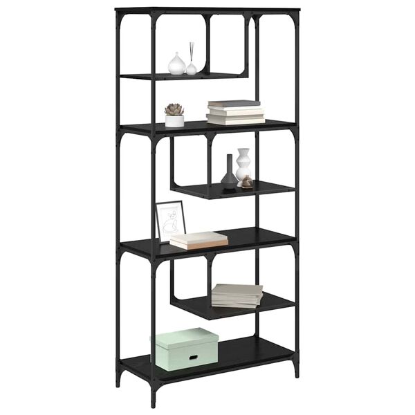 vidaXL Kirjahylly Musta tammi 81 x 36 x 176 cm Tekninen puu