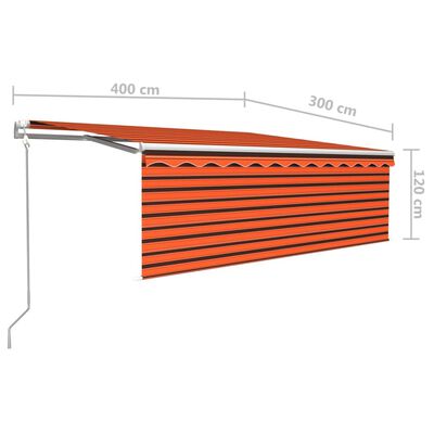 vidaXL Automaattisesti kelattava markiisi verhoilla 4x3 m oranssirusk.