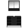 vidaXL Kylpyhuonekalustesetti hyllyll&auml; 2 pcs Musta tammi. Tekninen puu