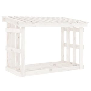 vidaXL Polttopuuteline valkoinen 108x64,5x77 cm t&auml;ysi m&auml;nty
