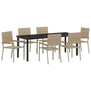 vidaXL Piharuokailu setti tyynyll&auml; 7 pcs Beige polyrottinki
