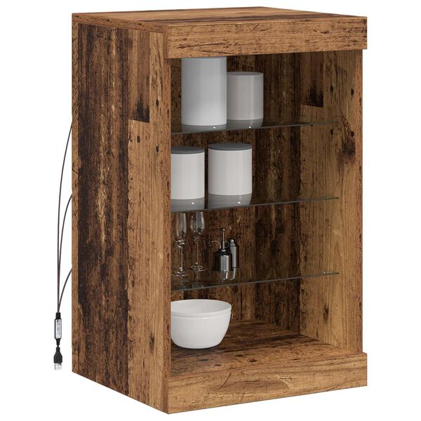 vidaXL LED-p&ouml;yt&auml;taso Vanha puu 41 x 37 x 67 cm Tekninen puu