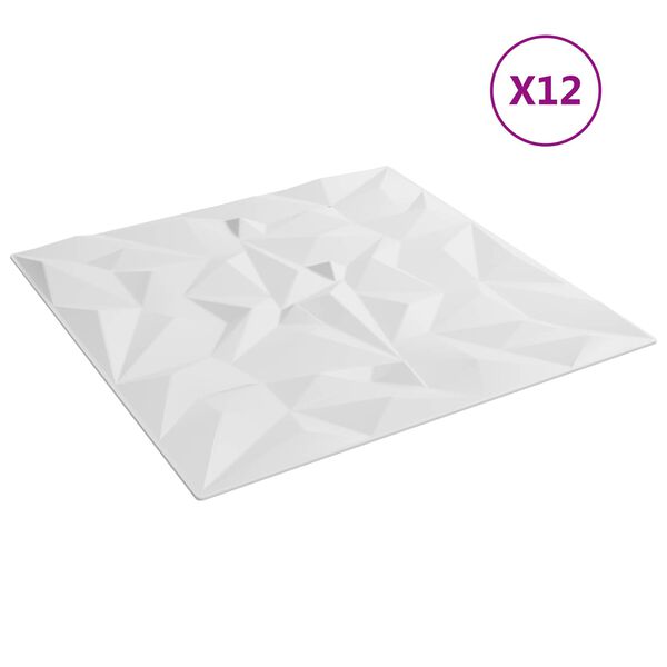 vidaXL Sein&auml;paneelit 12 pcs Valkoinen 50 x 50 cm XPS Vaahdon