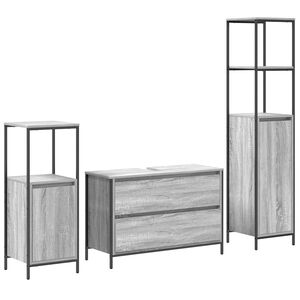 vidaXL Kylpyhuonekalustesetti 3 kpl Harmaa Sonoma 90 x 34,5 x 60 cm