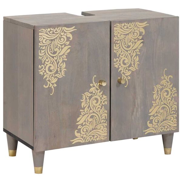 vidaXL Kylpyhuoneen kaappisetti ovella 4 pcs Harmaa Kiinteä mango puu