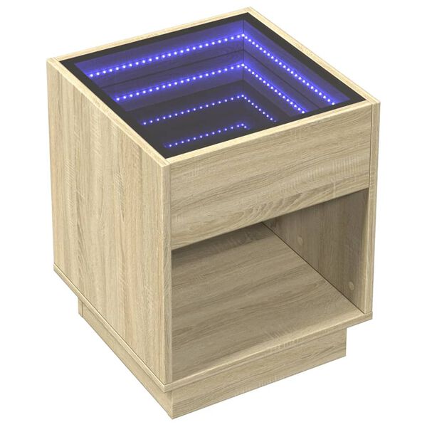 vidaXL sohvapöytä Infinity LED-valoilla Sonoma-tammi 40x40x50 cm