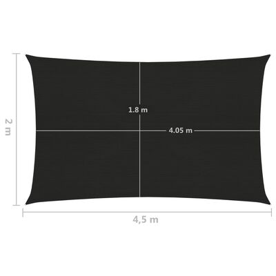 vidaXL Aurinkopurje 160 g/m² musta 2x4,5 m HDPE