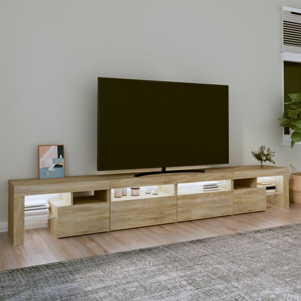 vidaXL TV-taso LED-valoilla Sonoma-tammi 260x36,5x40 cm