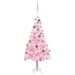 vidaXL Tekojoulukuusi palloilla esivalaistu pinkki 180 cm PVC