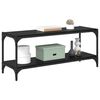 vidaXL TV-kaappi Musta tammi. 100x33x41cm Hienosahattu puu ja rauta