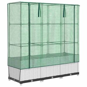 vidaXL Puutarharuukku kasvihuonekatolla ja py&ouml;rill&auml; 3 kpl valkoinen PP