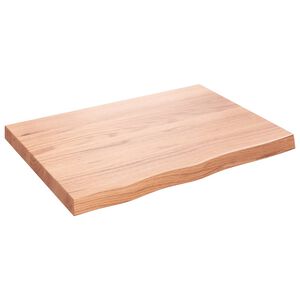 vidaXL Sein&auml;hylly vaaleanruskea 80x60x(2-6) cm k&auml;sitelty t&auml;ystammi