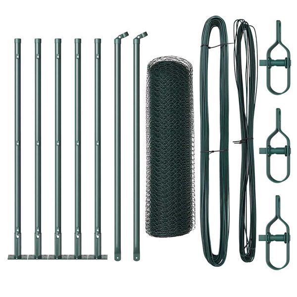 vidaXL Aitalatu Vihreä 10 x 0,5 m (13 mm verkko) Terästä ja PVC:tä