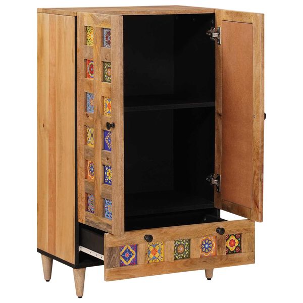 vidaXL Korkea kaappi Luonnollinen 60 x 33,5 x 100 cm Kiinte&auml; mango puu