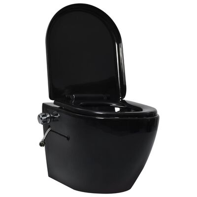vidaXL WC-istuin suorahuuhtelulla piilotettu säiliö musta keramiikka
