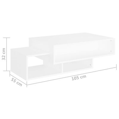 vidaXL Sohvapöytä valkoinen 105x55x32 cm lastulevy