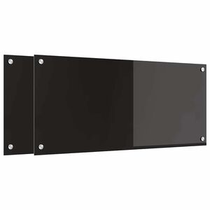 vidaXL Keitti&ouml;n suojapaneeli 2 pcs Musta 90 x 40 cm karkaistu lasi