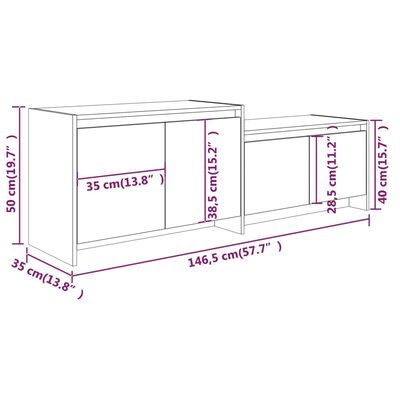 vidaXL TV-taso korkeakiilto valkoinen 146,5x35x50 cm lastulevy