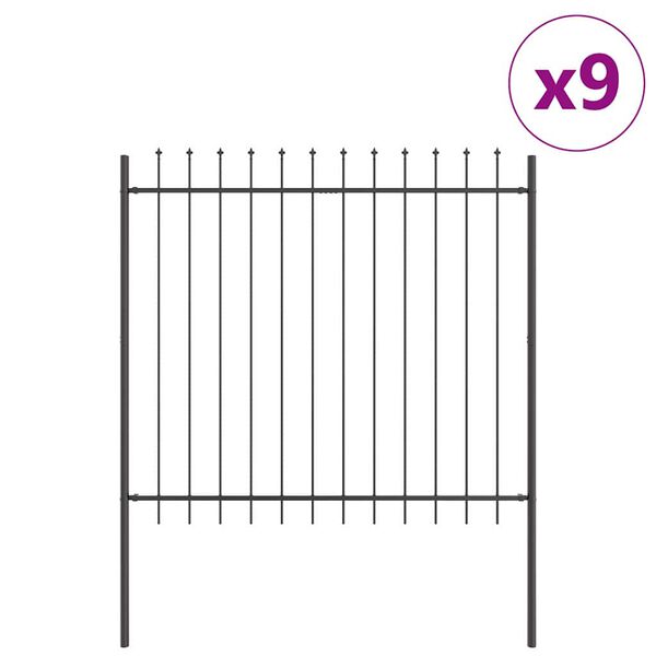 vidaXL Puutarha-aita 9 pcs Harmaa 15,3 x 1,5 m Jauhemaalattu ter&auml;s