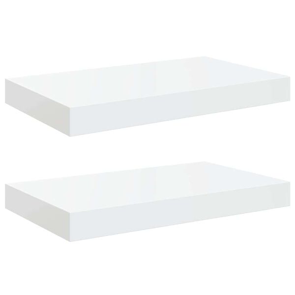 vidaXL Kelluvat sein&auml;hyllyt 2 kpl korkeakiilto valk. 40x23x3,8 cm MDF