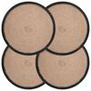 vidaXL Juutti Lautaset 4 pcs Luonnollinen ja musta &Oslash; 30 cm