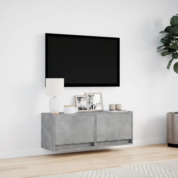 vidaXL TV-sein&auml;kaappi LED-valoilla betoninharmaa 100x31x35 cm