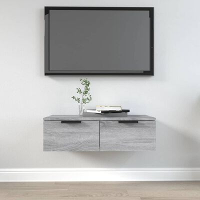 vidaXL TV-seinäkaappi harmaa Sonoma 68x30x20 cm tekninen puu