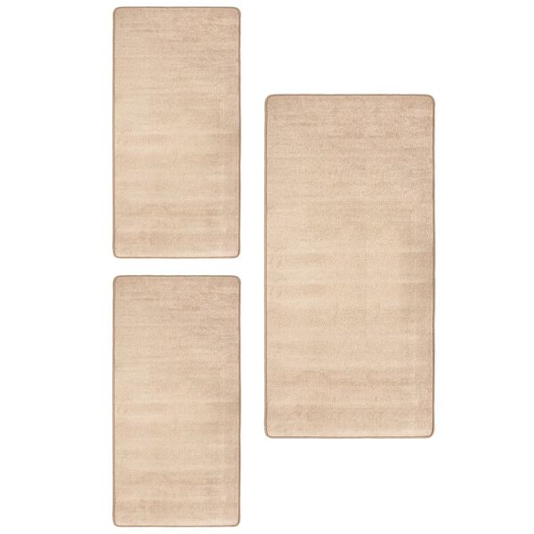 vidaXL Makuuhuoneen matot Shaggy korkea nukka 3 kpl beige