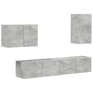vidaXL TV-sein&auml;kaappi setti 4 pcs Betoni Harmaa Tekninen puu