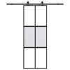 vidaXL liukuovi laitteistosarjalla musta 76x205 cm karkaistu lasi