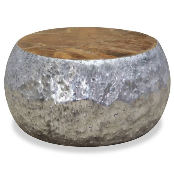 vidaXL Sohvapöytä Alumiini tiikki 60x60x30 cm