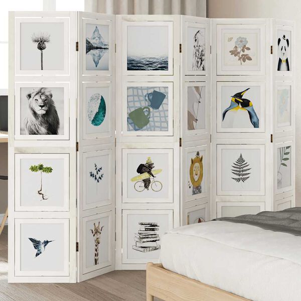 vidaXL 6-Paneelinen tilanjakaja valkoinen t&auml;ysi keisaripuu