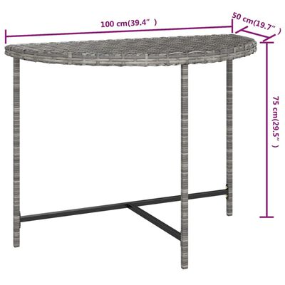 vidaXL Puutarhapöytä harmaa 100x50x75 cm polyrottinki