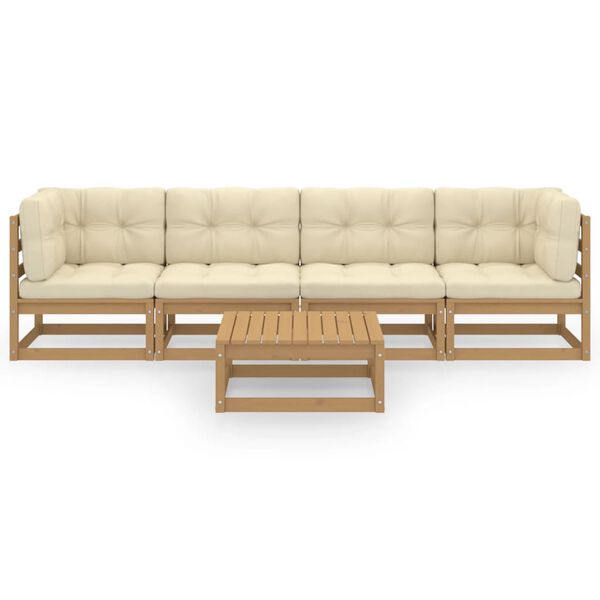 vidaXL 5 -osainen Puutarhasohvasarja tyynyill&auml; t&auml;ysi m&auml;nty