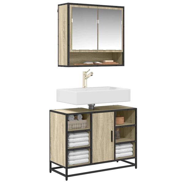 vidaXL Kylpyhuoneen pesuallaskaappi Sonoma-tammi 80x33x60 cm tekopuu